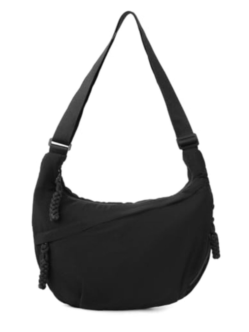 Waterproof Nylon Hobo Bag Crescent Crossbody Shoulder Bag Wide Strap